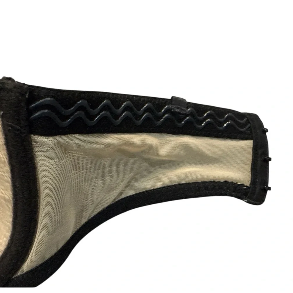 Natori Strapless Underwire Bra Size 32D Black Lace‎ Over Nude Lined Dark Florals